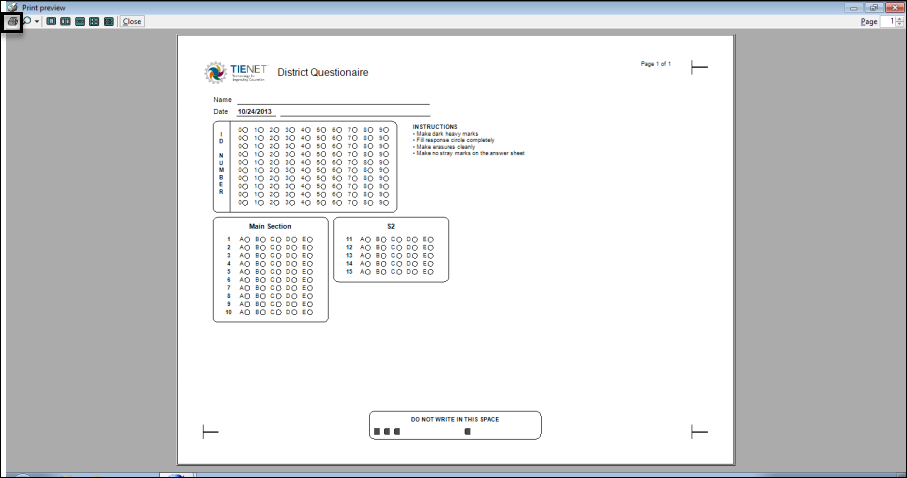 Scoring Tool Plus Print Preview window