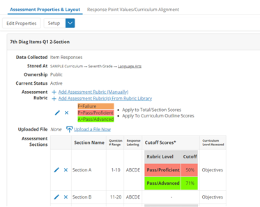 An example of a Multi-Section Assessment 