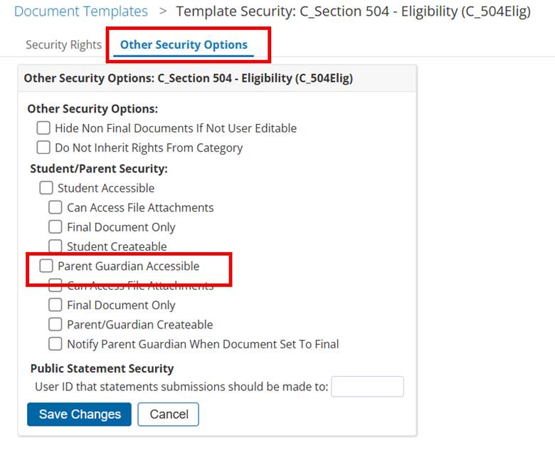 Making a document accessible by Parent or Guardian